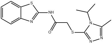 N-(1,3-benzothiazol-2-yl)-2-[(5-methyl-4-propan-2-yl-1,2,4-triazol-3-yl)sulfanyl]acetamide Structural