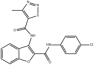 N-[2-[(4-chlorophenyl)carbamoyl]-1-benzofuran-3-yl]-4-methylthiadiazole-5-carboxamide Structural