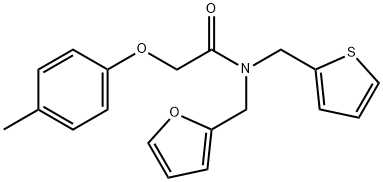 N-(furan-2-ylmethyl)-2-(4-methylphenoxy)-N-(thiophen-2-ylmethyl)acetamide Structural