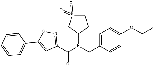 N-(1,1-dioxothiolan-3-yl)-N-[(4-ethoxyphenyl)methyl]-5-phenyl-1,2-oxazole-3-carboxamide Structural