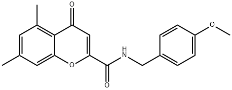 N-[(4-methoxyphenyl)methyl]-5,7-dimethyl-4-oxochromene-2-carboxamide Structural