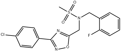 N-[[3-(4-chlorophenyl)-1,2,4-oxadiazol-5-yl]methyl]-N-[(2-fluorophenyl)methyl]methanesulfonamide Structural