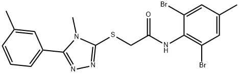 N-(2,6-dibromo-4-methylphenyl)-2-[[4-methyl-5-(3-methylphenyl)-1,2,4-triazol-3-yl]sulfanyl]acetamide Structural