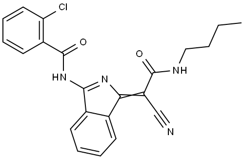 N-[(3Z)-3-[2-(butylamino)-1-cyano-2-oxoethylidene]isoindol-1-yl]-2-chlorobenzamide Structural