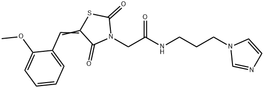 N-(3-imidazol-1-ylpropyl)-2-[(5Z)-5-[(2-methoxyphenyl)methylidene]-2,4-dioxo-1,3-thiazolidin-3-yl]acetamide Structural