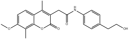 N-[4-(2-hydroxyethyl)phenyl]-2-(7-methoxy-4,8-dimethyl-2-oxochromen-3-yl)acetamide Structural