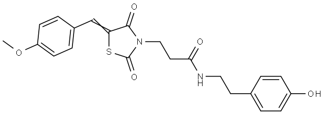 N-[2-(4-hydroxyphenyl)ethyl]-3-[(5Z)-5-[(4-methoxyphenyl)methylidene]-2,4-dioxo-1,3-thiazolidin-3-yl]propanamide Structural