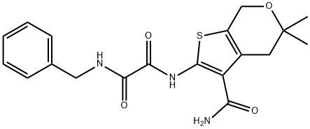 N-benzyl-N'-(3-carbamoyl-5,5-dimethyl-4,7-dihydrothieno[2,3-c]pyran-2-yl)oxamide Structural