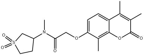 N-(1,1-dioxothiolan-3-yl)-N-methyl-2-(3,4,8-trimethyl-2-oxochromen-7-yl)oxyacetamide Structural