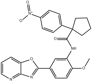 N-[2-methoxy-5-([1,3]oxazolo[4,5-b]pyridin-2-yl)phenyl]-1-(4-nitrophenyl)cyclopentane-1-carboxamide Structural