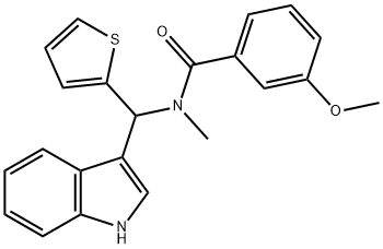 N-[1H-indol-3-yl(thiophen-2-yl)methyl]-3-methoxy-N-methylbenzamide Structural
