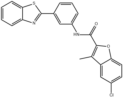 N-[3-(1,3-benzothiazol-2-yl)phenyl]-5-chloro-3-methyl-1-benzofuran-2-carboxamide Structural