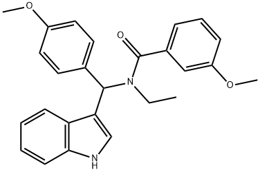 N-ethyl-N-[1H-indol-3-yl-(4-methoxyphenyl)methyl]-3-methoxybenzamide Structural