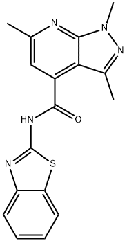 N-(1,3-benzothiazol-2-yl)-1,3,6-trimethylpyrazolo[3,4-b]pyridine-4-carboxamide Structural