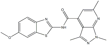 N-(6-methoxy-1,3-benzothiazol-2-yl)-1,3,6-trimethylpyrazolo[3,4-b]pyridine-4-carboxamide Structural