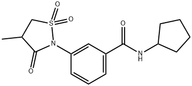 N-cyclopentyl-3-(4-methyl-1,1,3-trioxo-1,2-thiazolidin-2-yl)benzamide Structural
