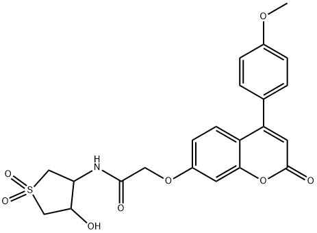 N-(4-hydroxy-1,1-dioxothiolan-3-yl)-2-[4-(4-methoxyphenyl)-2-oxochromen-7-yl]oxyacetamide Structural