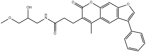 N-(2-hydroxy-3-methoxypropyl)-3-(5-methyl-7-oxo-3-phenylfuro[3,2-g]chromen-6-yl)propanamide Structural