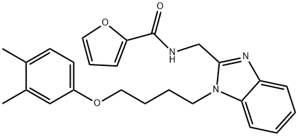 N-[[1-[4-(3,4-dimethylphenoxy)butyl]benzimidazol-2-yl]methyl]furan-2-carboxamide Structural