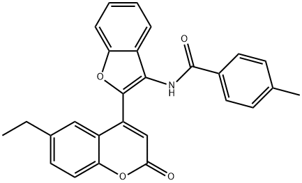N-[2-(6-ethyl-2-oxochromen-4-yl)-1-benzofuran-3-yl]-4-methylbenzamide Structural