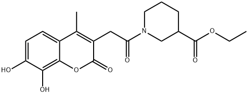 ethyl 1-[2-(7,8-dihydroxy-4-methyl-2-oxochromen-3-yl)acetyl]piperidine-3-carboxylate Structural