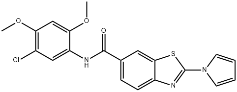 N-(5-chloro-2,4-dimethoxyphenyl)-2-pyrrol-1-yl-1,3-benzothiazole-6-carboxamide Structural