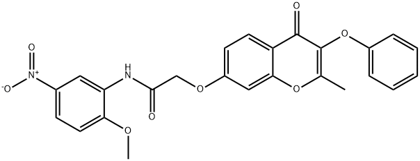 N-(2-methoxy-5-nitrophenyl)-2-(2-methyl-4-oxo-3-phenoxychromen-7-yl)oxyacetamide Structural