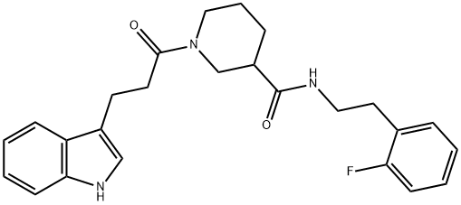 N-[2-(2-fluorophenyl)ethyl]-1-[3-(1H-indol-3-yl)propanoyl]piperidine-3-carboxamide Structural
