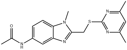 N-[2-[(4,6-dimethylpyrimidin-2-yl)sulfanylmethyl]-1-methylbenzimidazol-5-yl]acetamide Structural