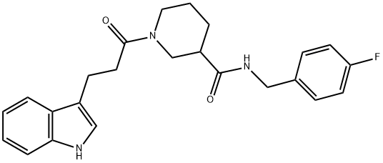 N-[(4-fluorophenyl)methyl]-1-[3-(1H-indol-3-yl)propanoyl]piperidine-3-carboxamide Structural