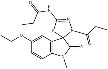 N-(5'-ethoxy-1'-methyl-2'-oxo-4-propanoylspiro[1,3,4-thiadiazole-5,3'-indole]-2-yl)propanamide Structural