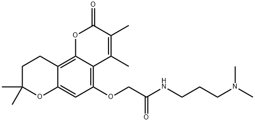 N-[3-(dimethylamino)propyl]-2-[(3,4,8,8-tetramethyl-2-oxo-9,10-dihydropyrano[2,3-h]chromen-5-yl)oxy]acetamide Structural