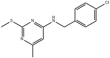 N-[(4-chlorophenyl)methyl]-6-methyl-2-methylsulfanylpyrimidin-4-amine Structural