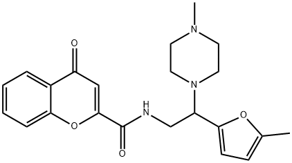 N-[2-(5-methylfuran-2-yl)-2-(4-methylpiperazin-1-yl)ethyl]-4-oxochromene-2-carboxamide Structural