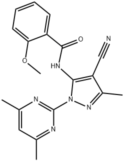 N-[4-cyano-2-(4,6-dimethylpyrimidin-2-yl)-5-methylpyrazol-3-yl]-2-methoxybenzamide Structural
