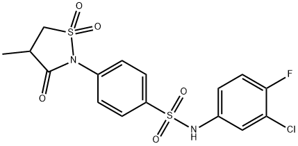 N-(3-chloro-4-fluorophenyl)-4-(4-methyl-1,1,3-trioxo-1,2-thiazolidin-2-yl)benzenesulfonamide Structural
