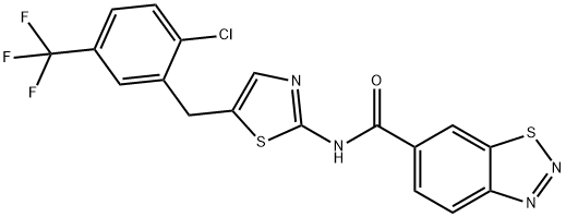 N-[5-[[2-chloro-5-(trifluoromethyl)phenyl]methyl]-1,3-thiazol-2-yl]-1,2,3-benzothiadiazole-6-carboxamide Structural