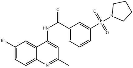 N-(6-bromo-2-methylquinolin-4-yl)-3-pyrrolidin-1-ylsulfonylbenzamide Structural