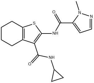 N-[3-(cyclopropylcarbamoyl)-4,5,6,7-tetrahydro-1-benzothiophen-2-yl]-2-methylpyrazole-3-carboxamide Structural
