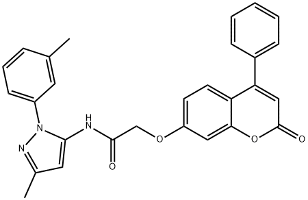 N-[5-methyl-2-(3-methylphenyl)pyrazol-3-yl]-2-(2-oxo-4-phenylchromen-7-yl)oxyacetamide Structural