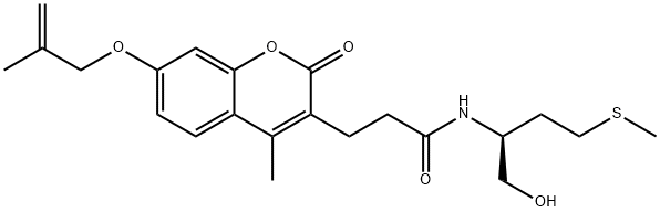 N-[(2S)-1-hydroxy-4-methylsulfanylbutan-2-yl]-3-[4-methyl-7-(2-methylprop-2-enoxy)-2-oxochromen-3-yl]propanamide Structural