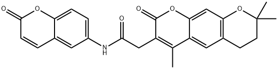 N-(2-oxochromen-6-yl)-2-(2,2,6-trimethyl-8-oxo-3,4-dihydropyrano[3,2-g]chromen-7-yl)acetamide Structural