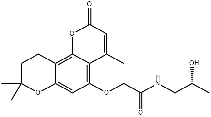 N-[(2R)-2-hydroxypropyl]-2-[(4,8,8-trimethyl-2-oxo-9,10-dihydropyrano[2,3-h]chromen-5-yl)oxy]acetamide Structural