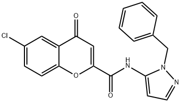 N-(2-benzylpyrazol-3-yl)-6-chloro-4-oxochromene-2-carboxamide Structural