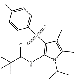 N-[3-(4-fluorophenyl)sulfonyl-4,5-dimethyl-1-propan-2-ylpyrrol-2-yl]-2,2-dimethylpropanamide Structural