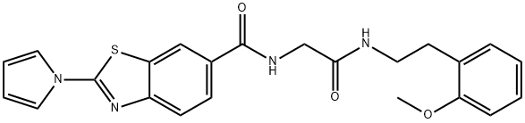 N-[2-[2-(2-methoxyphenyl)ethylamino]-2-oxoethyl]-2-pyrrol-1-yl-1,3-benzothiazole-6-carboxamide Structural