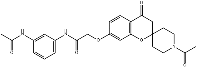 N-(3-acetamidophenyl)-2-(1'-acetyl-4-oxospiro[3H-chromene-2,4'-piperidine]-7-yl)oxyacetamide Structural