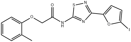 N-[3-(5-iodofuran-2-yl)-1,2,4-thiadiazol-5-yl]-2-(2-methylphenoxy)acetamide Structural