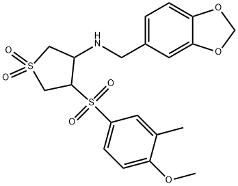 N-(1,3-benzodioxol-5-ylmethyl)-4-(4-methoxy-3-methylphenyl)sulfonyl-1,1-dioxothiolan-3-amine Structural
