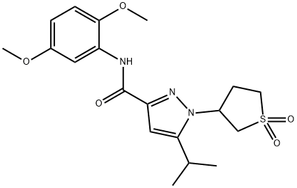 N-(2,5-dimethoxyphenyl)-1-(1,1-dioxothiolan-3-yl)-5-propan-2-ylpyrazole-3-carboxamide Structural